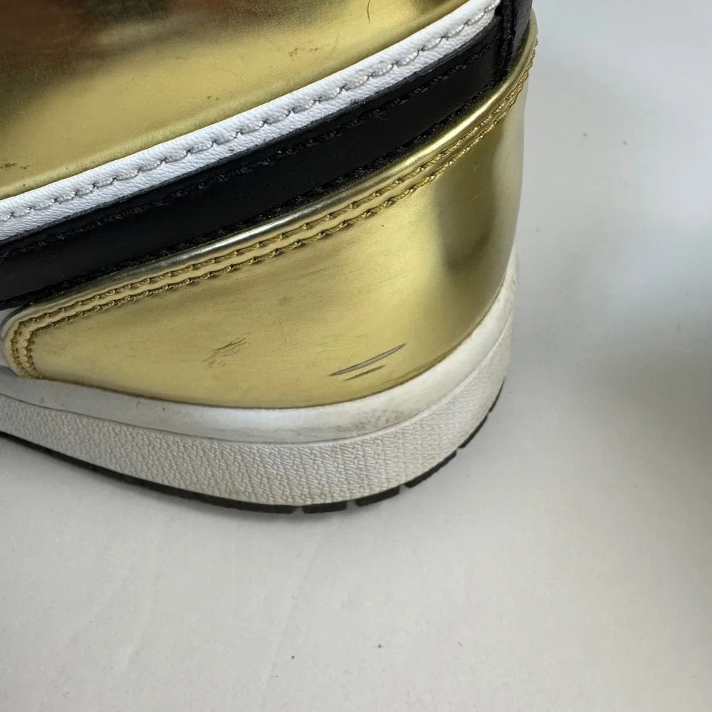 Nike Air Jordan 1 Mid Metallic Gold White Black DC1419-700 Mens 11.5 Sneaker